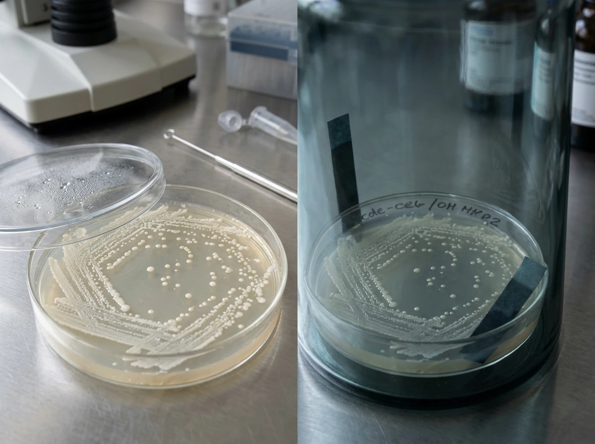 Facultative anaerobe bacteria shown switching between oxygen-rich and oxygen-poor growth conditions