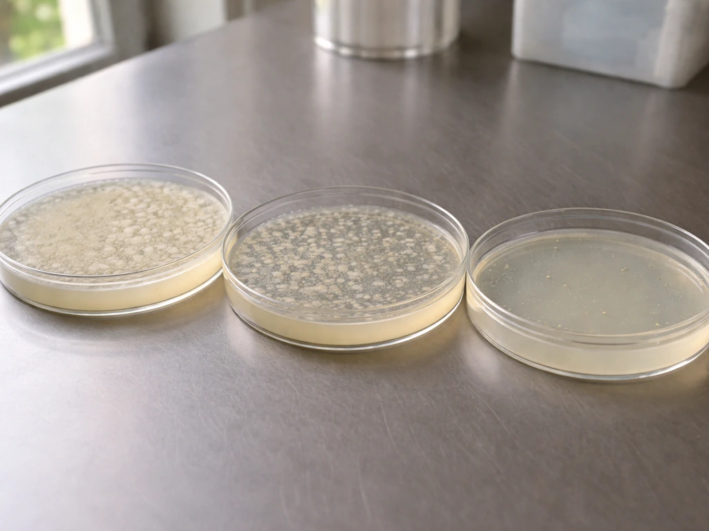 A few agar plates show different bacterial growth levels, illustrating how water availability affects growth.