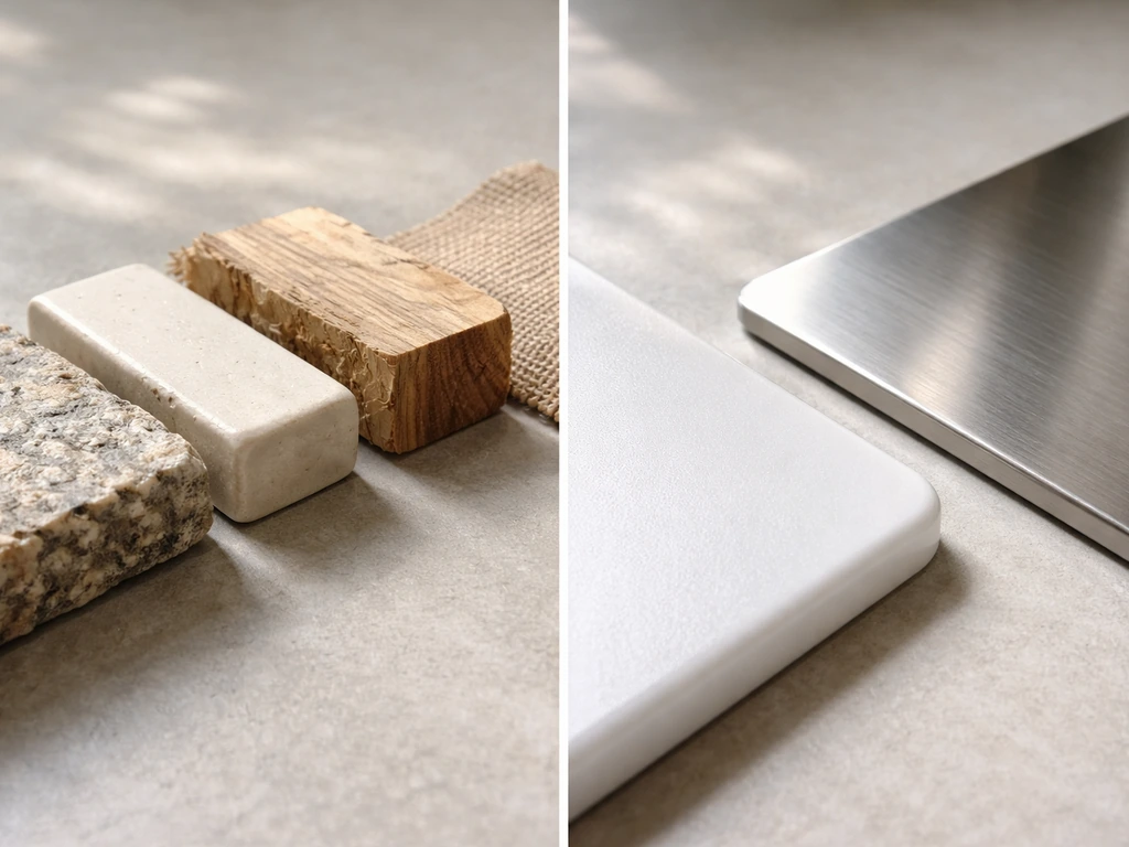 Split close-up of porous materials with visible texture vs smooth sealed metal and plastic surfaces.