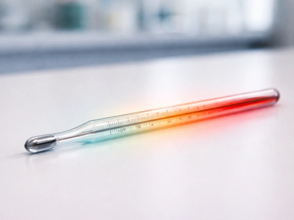Close-up thermometer with warm-to-hot color bands symbolizing microbial temperature ranges.