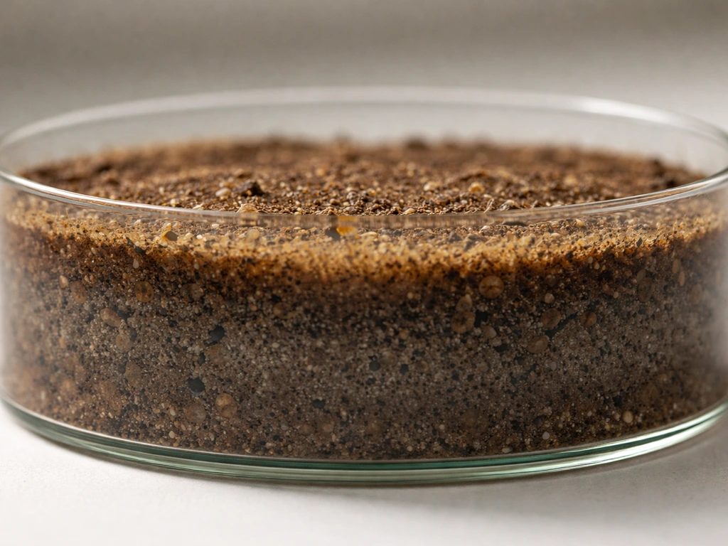 Cross-section of soil with an oxygen-rich aerobic surface and oxygen-poor anaerobic interior zones