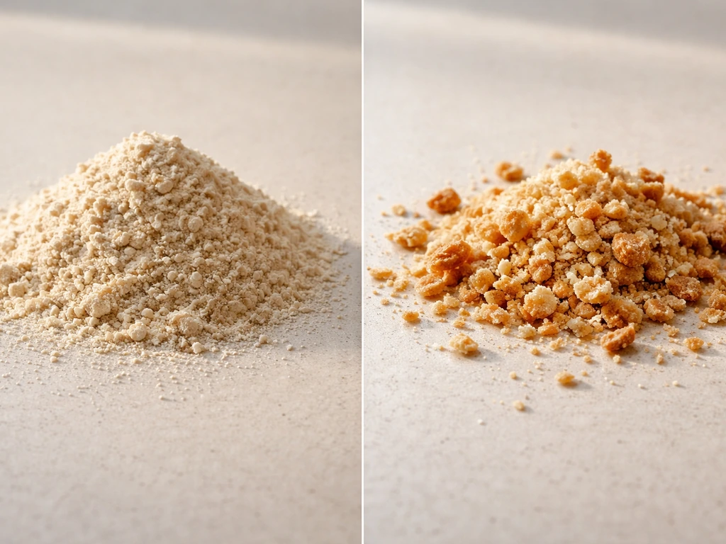 Close-up of protein-rich ingredient and bread crumb showing two nutrient sources microbes can feed on