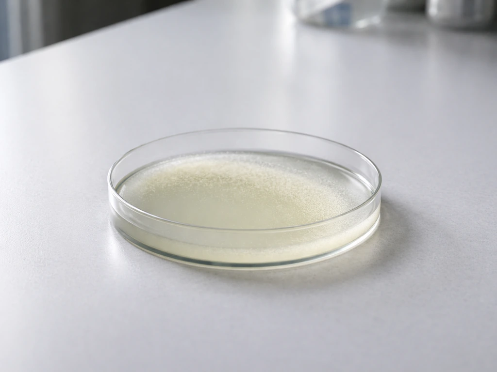 Close-up of generic lab culture with faint waves of growth, showing lag, growth, and stable phases