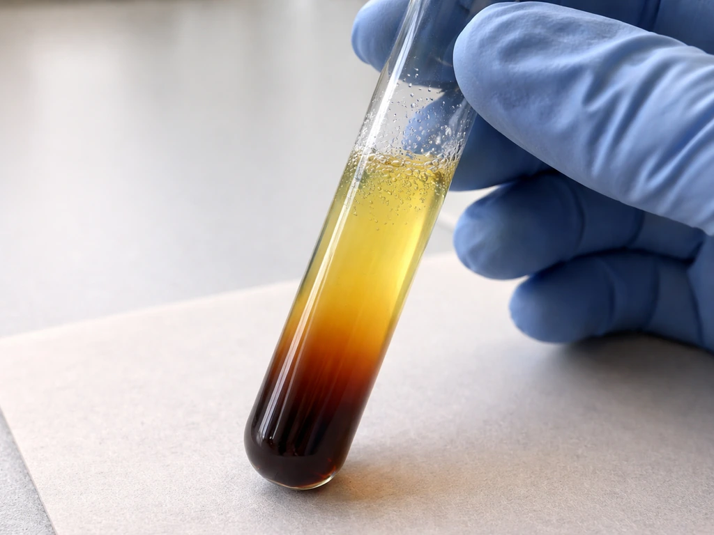 Clear lab culture tube with darker low-oxygen liquid at the bottom and bubbles near the top.